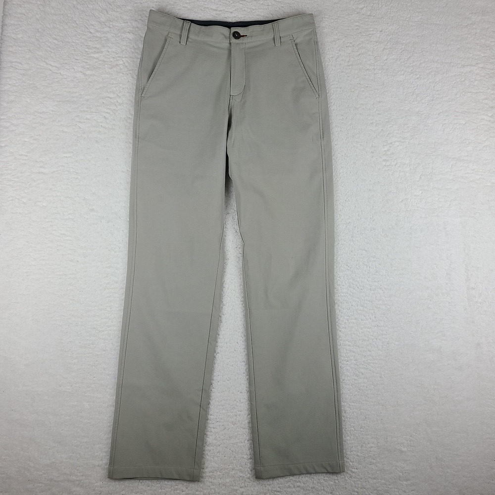 QOR Pants Mens 32x32 Beige Straight Leg Performance Tech‎ Golf Trouser HEMMED
